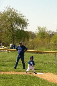 Daddy and Mikey out in the field